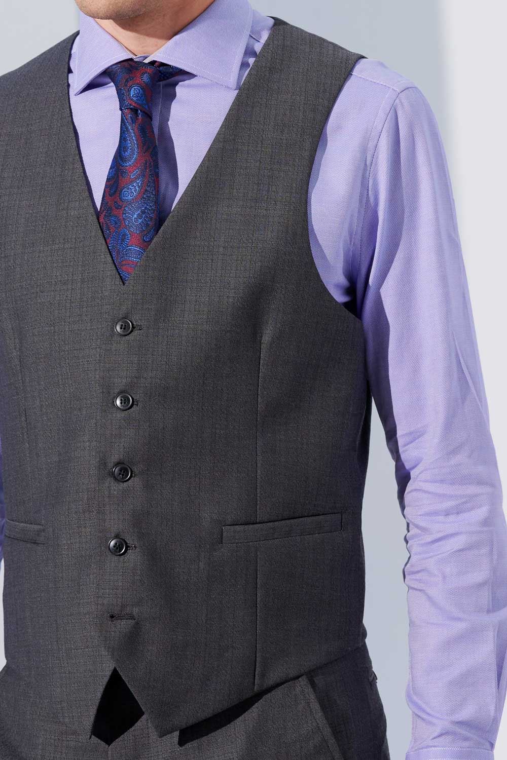 SST&C Milan Series Charcoal Gray Textured Slim Fit Suit Vest | 0512304003  (Outlet)_5
