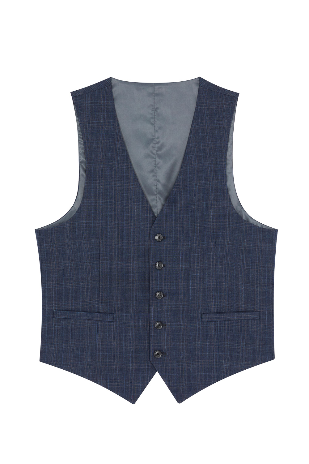 SST&C Gray and Blue Check Pattern Machine Washable Tailored Suit Vest | 0512304004  (Outlet)_6