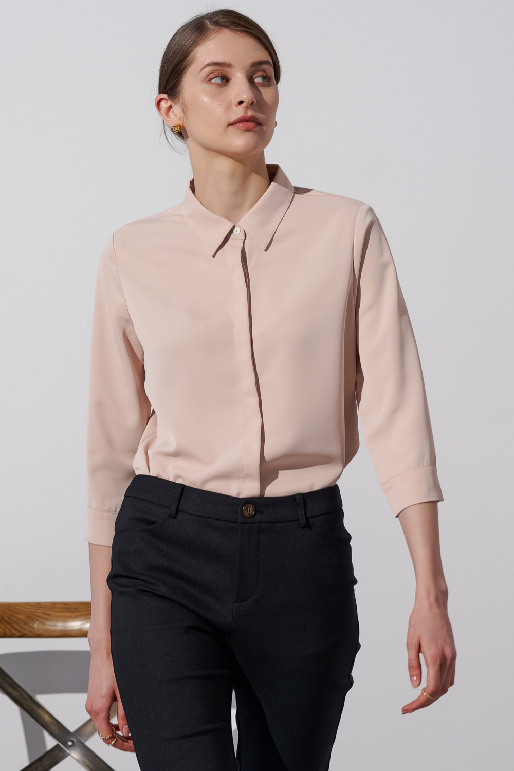 SST&C Apricot Shirt Collar Three-Quarter Sleeve Women'S Top | 7662304002  (Outlet)_0