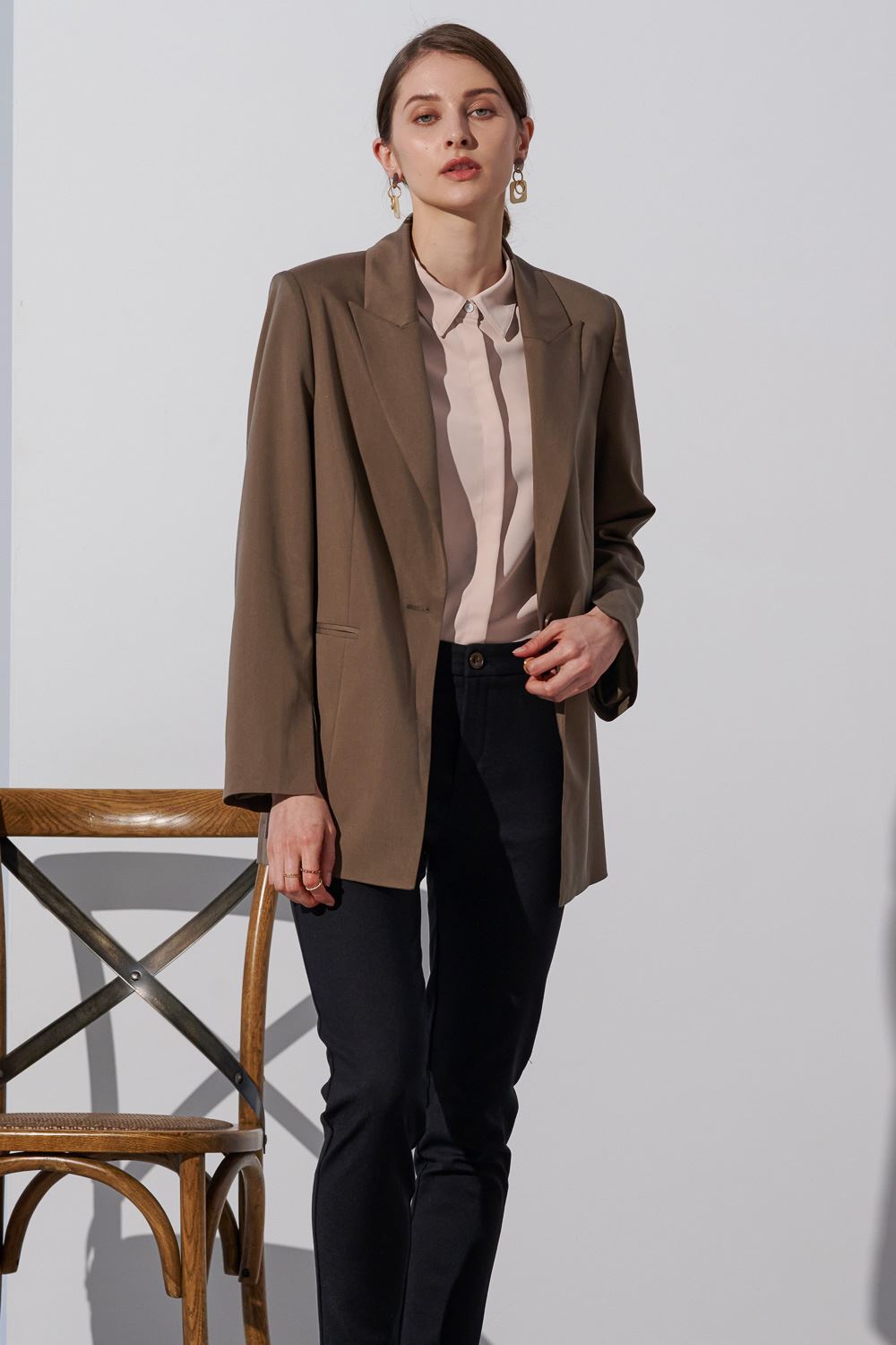 SST&C Apricot Shirt Collar Three-Quarter Sleeve Women'S Top | 7662304002  (Outlet)_4