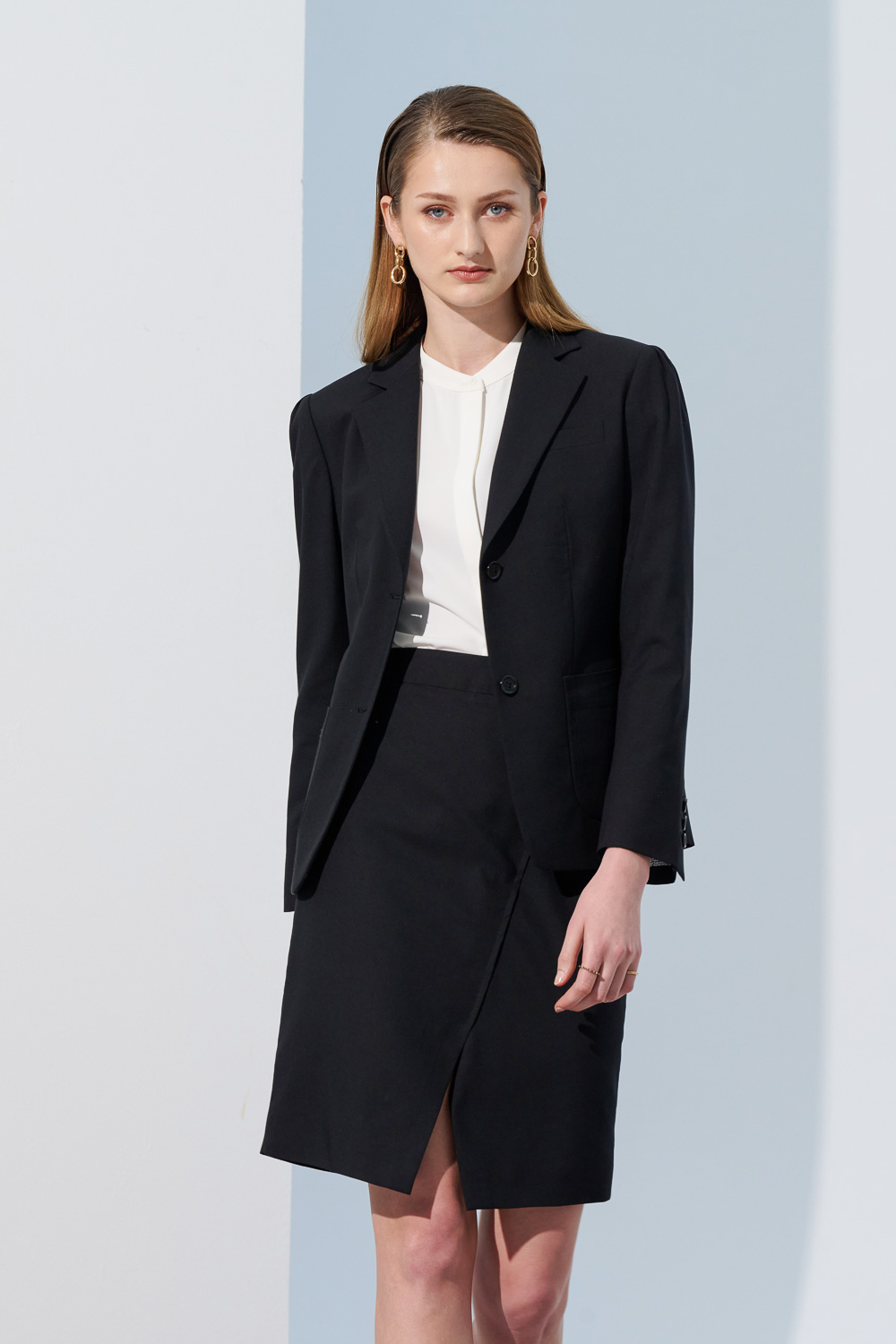 SST&C Black Square Collar Women'S Suit Jacket | 7162304001  (Outlet)_0