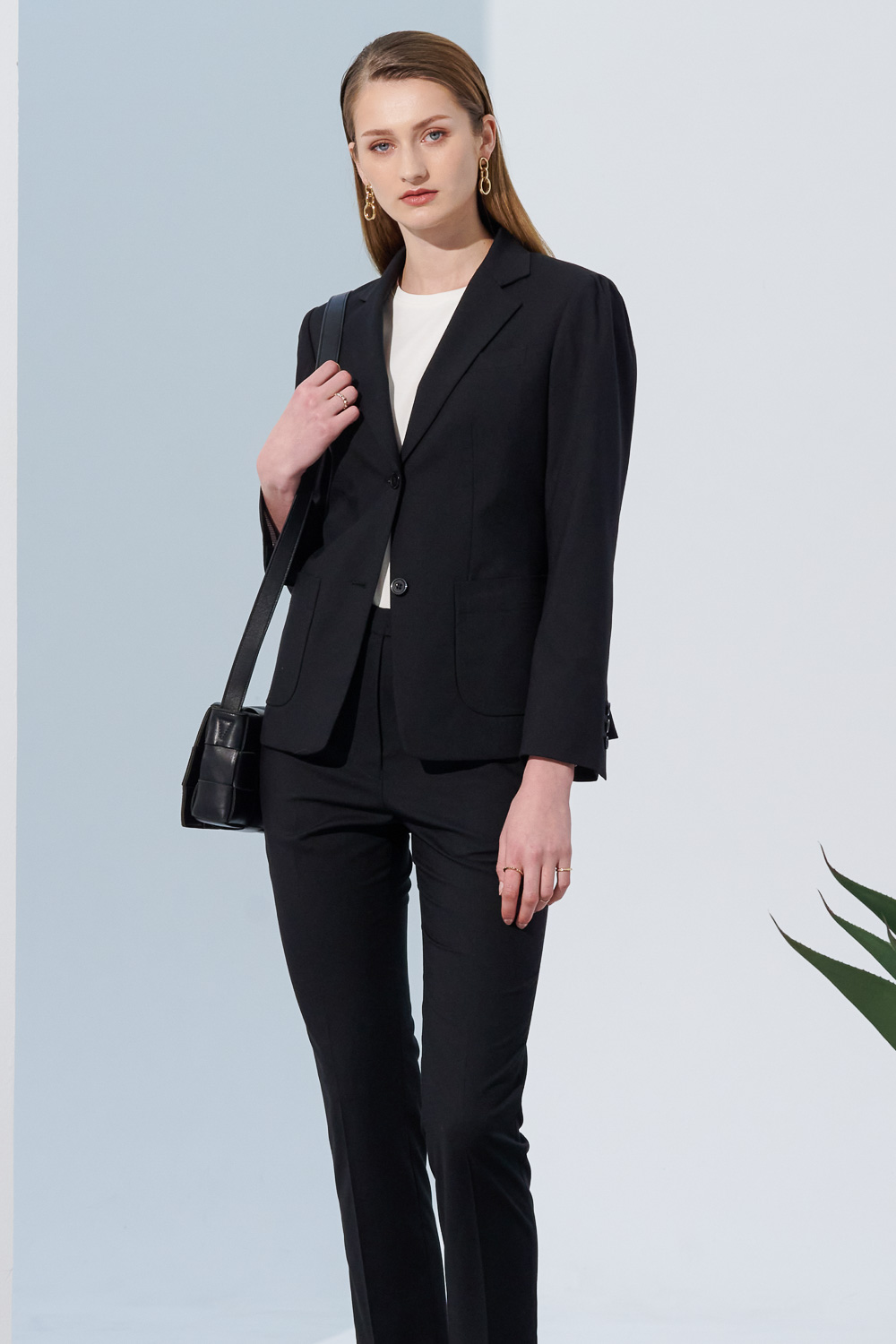 SST&C Black Square Collar Women'S Suit Jacket | 7162304001  (Outlet)_2