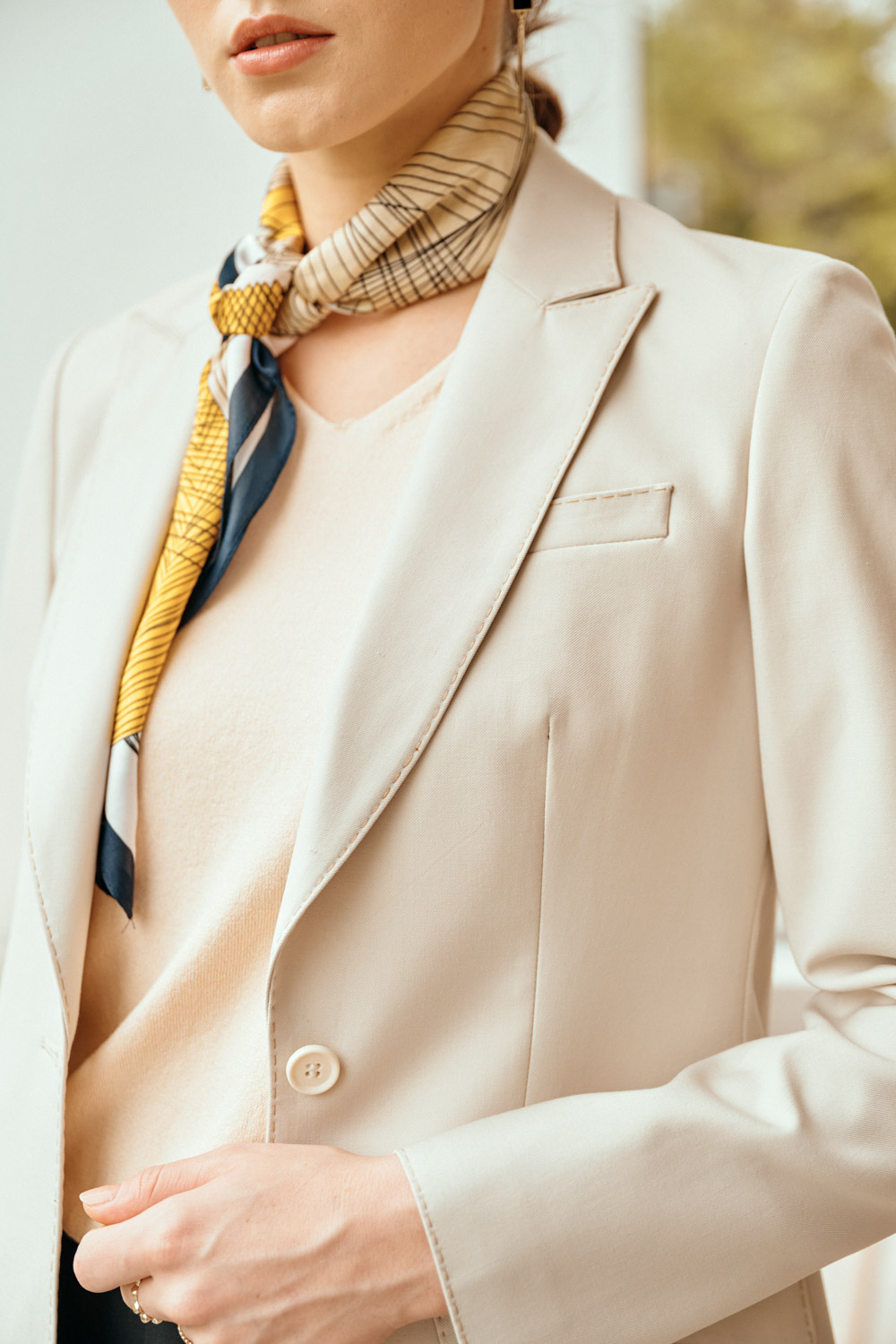 SST&C Cream Sword Collar Women'S Suit Jacket | 7162304003  (Outlet)_3