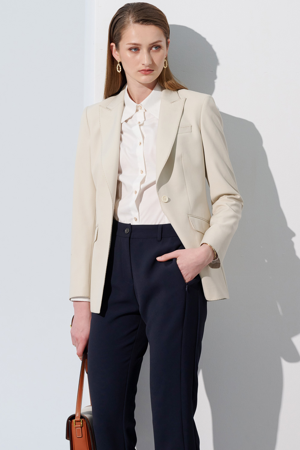 SST&C Cream Sword Collar Women'S Suit Jacket | 7162304003  (Outlet)_7
