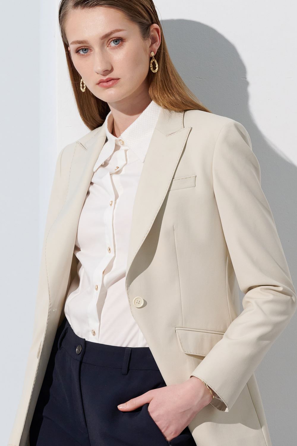 SST&C Cream Sword Collar Women'S Suit Jacket | 7162304003  (Outlet)_8