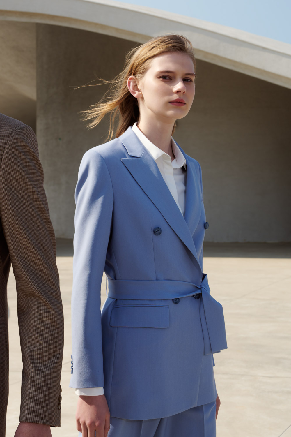 SST&C Baby Blue Sword Collar Women'S Suit Jacket | 7162304005  (Outlet)_0