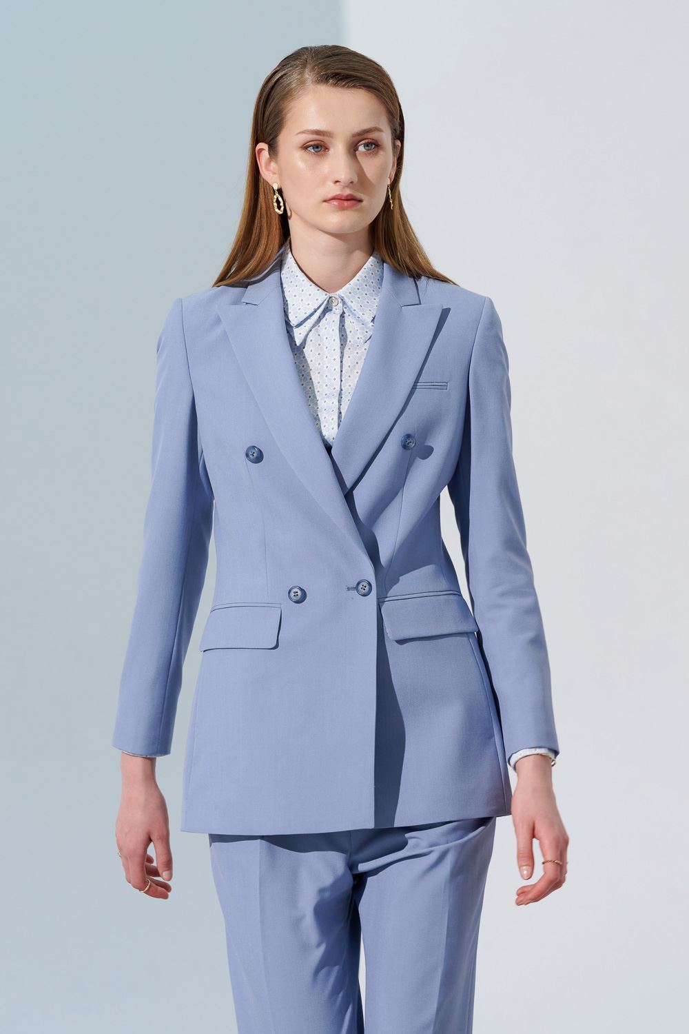 SST&C Baby Blue Sword Collar Women'S Suit Jacket | 7162304005  (Outlet)_3