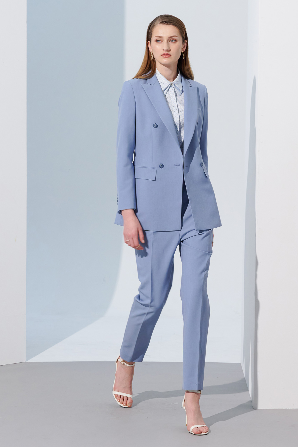 SST&C Baby Blue Sword Collar Women'S Suit Jacket | 7162304005  (Outlet)_5