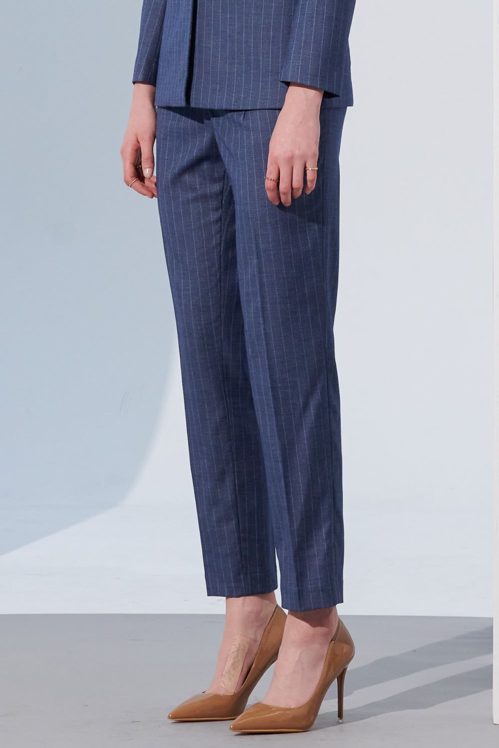SST&C Blue Striped Pattern Slim Fit Women'S Suit Trousers | 7262304006  (Outlet)_1