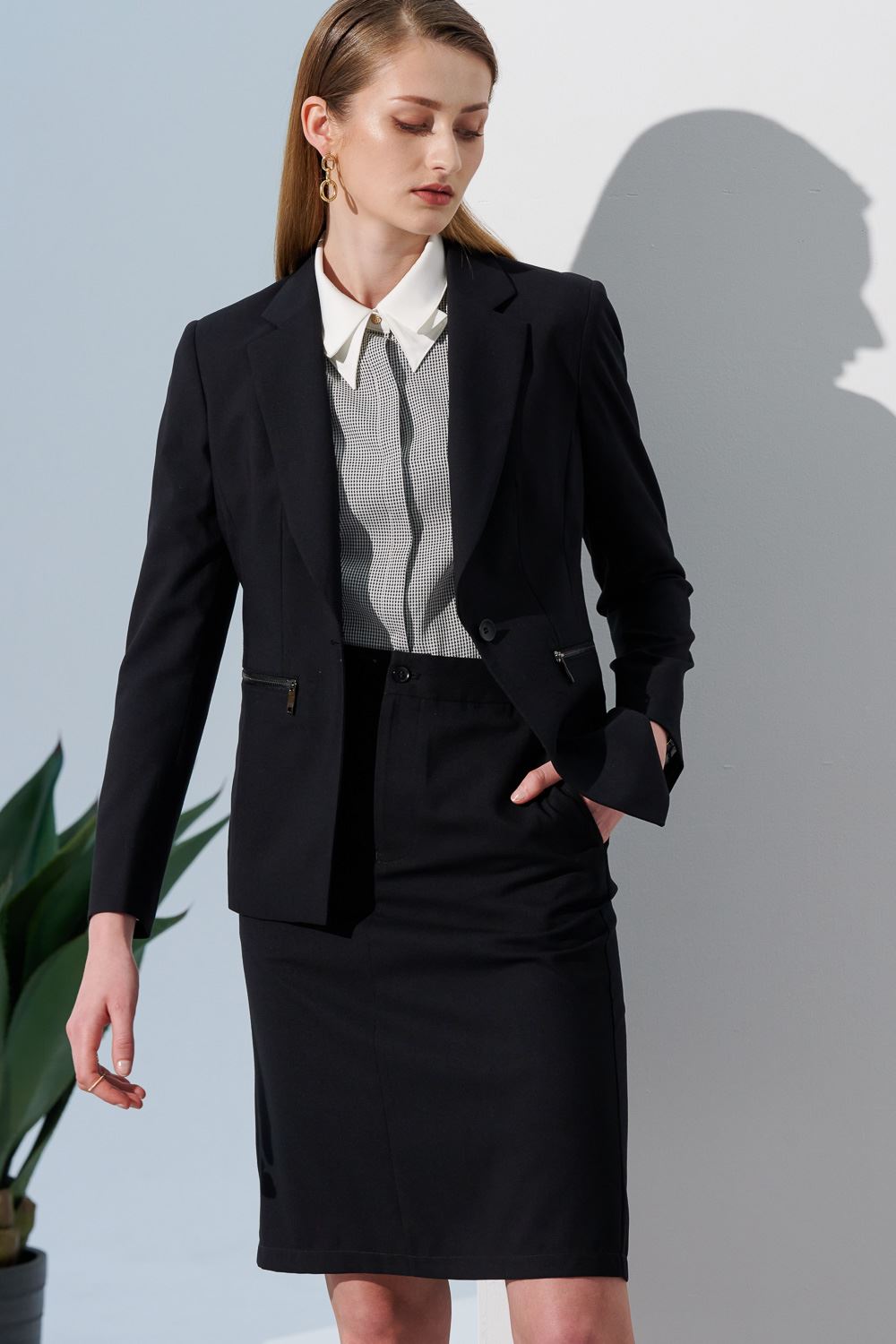 SST&C Black Open-Front Women'S Suit and Narrow Skirt | 7462304001  (Outlet)_5