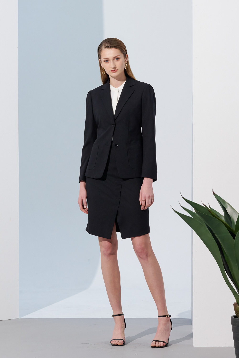 SST&C Black A-Line Skirt With Slits | 7462304002  (Outlet)_4