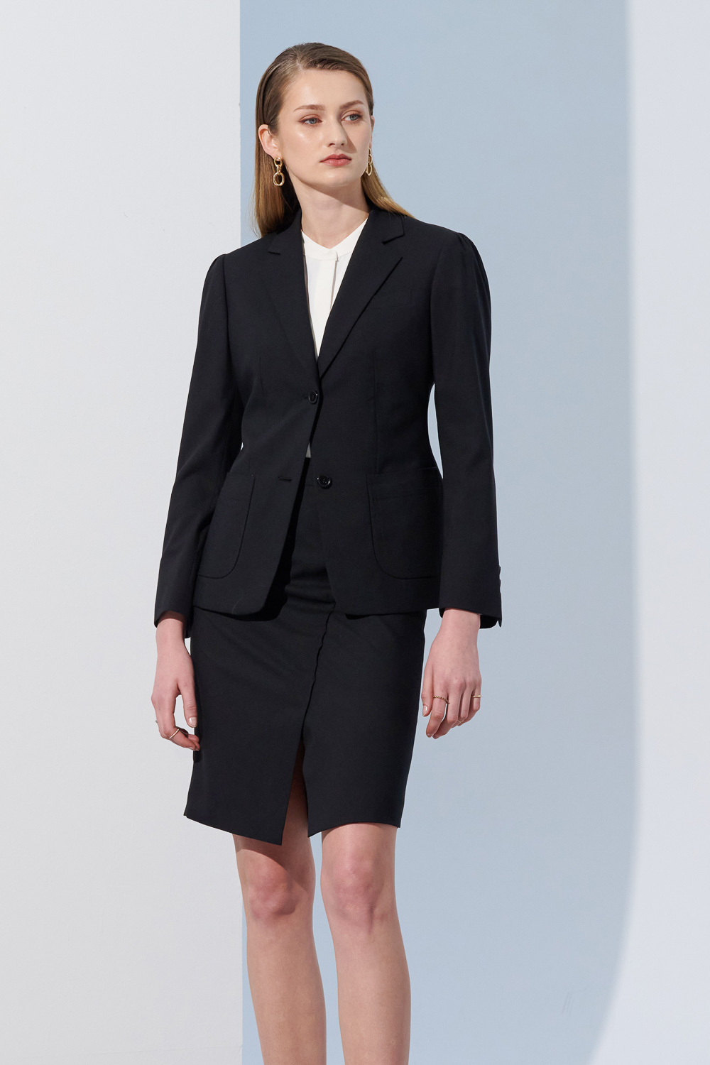 SST&C Black A-Line Skirt With Slits | 7462304002  (Outlet)_5