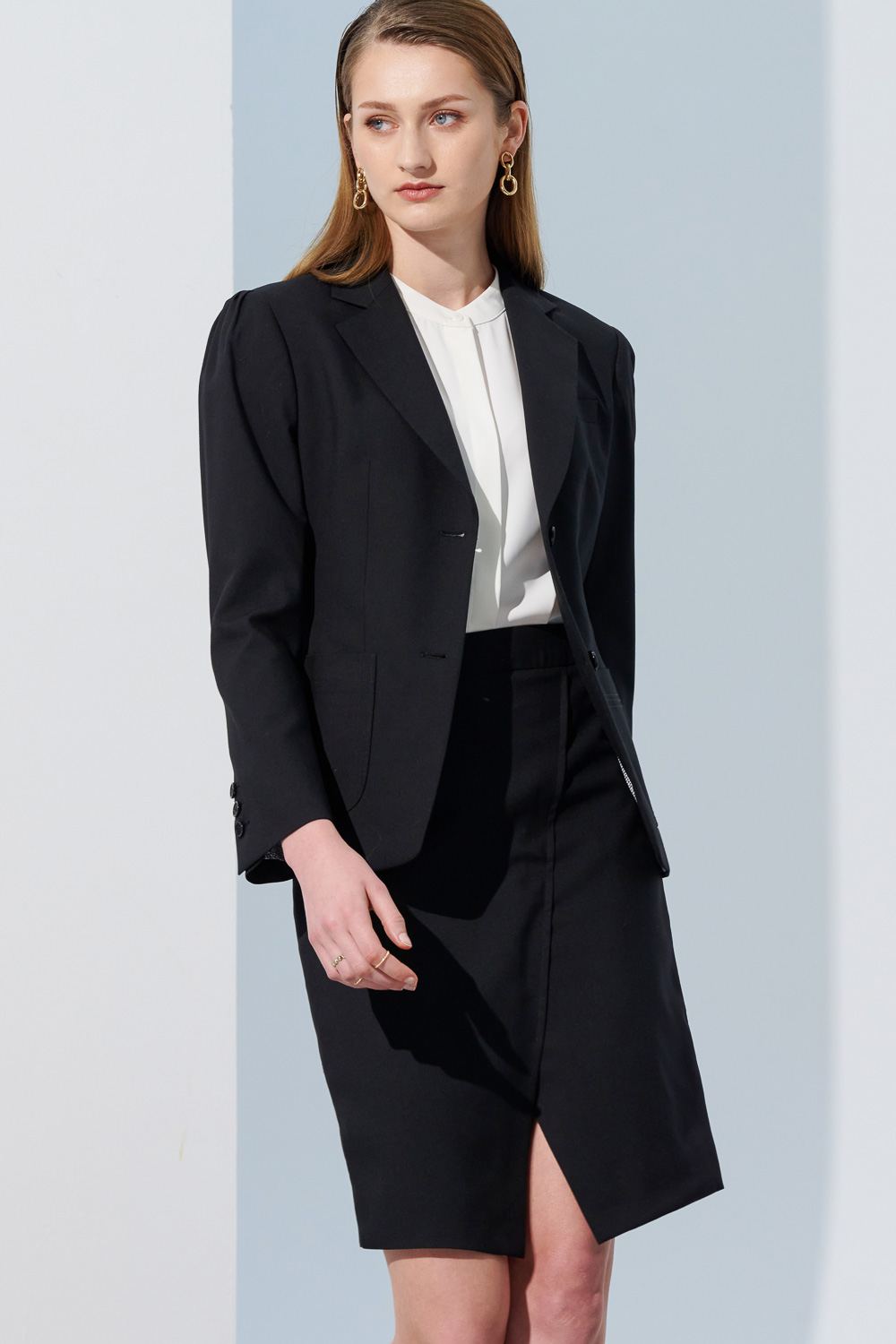 SST&C Black A-Line Skirt With Slits | 7462304002  (Outlet)_6