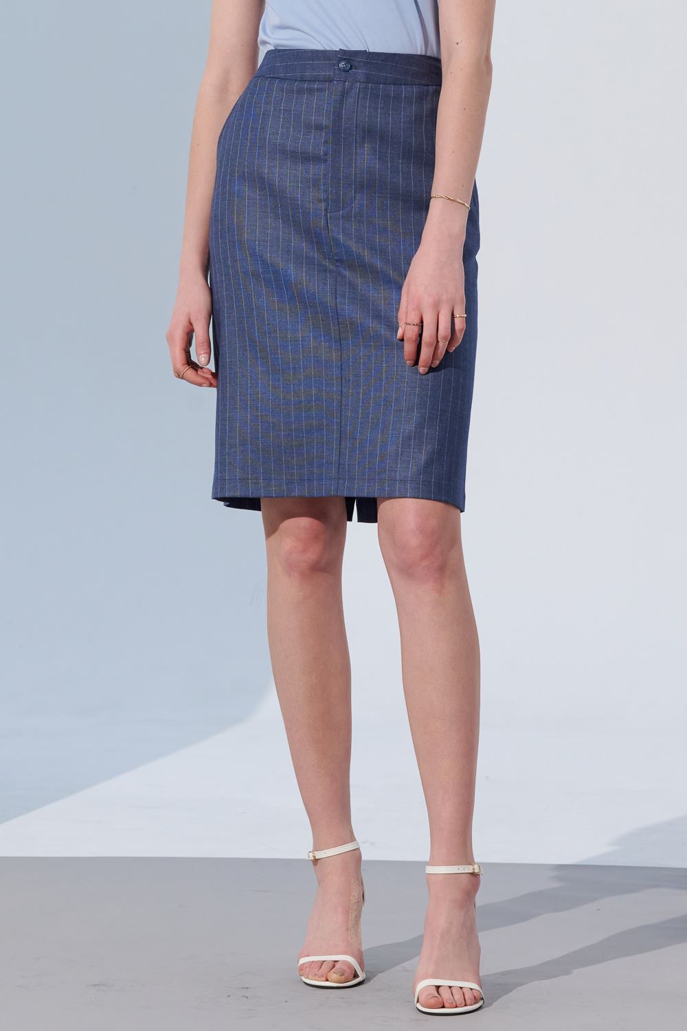 SST&C Blue Striped Pattern Women'S Narrow Skirt | 7462304006  (Outlet)_1