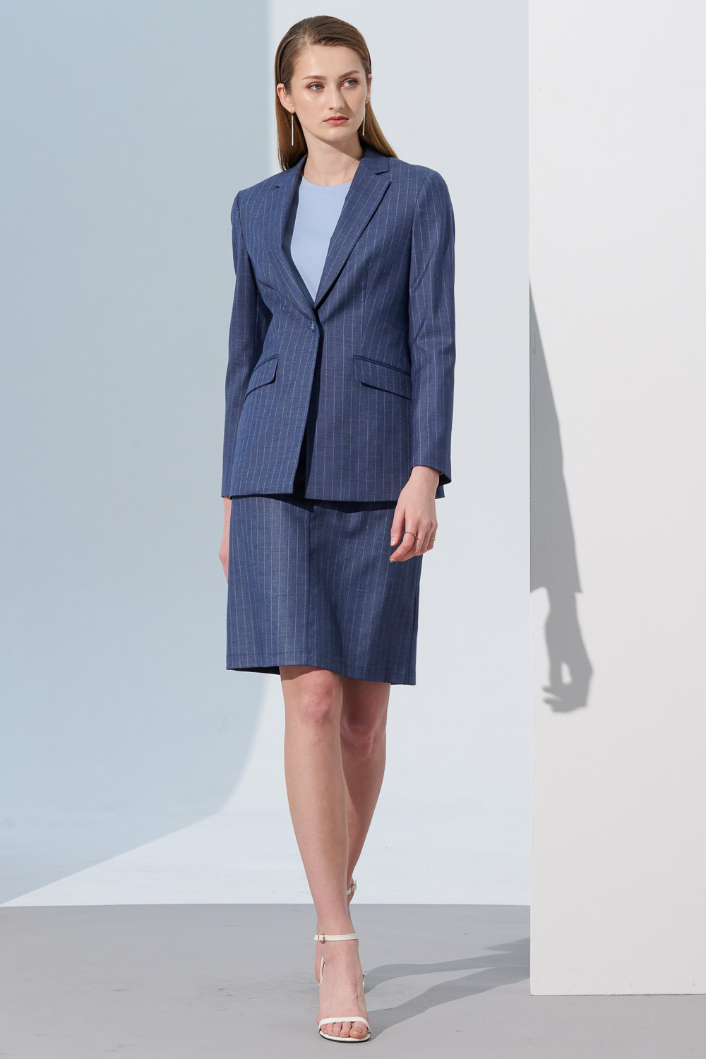 SST&C Blue Striped Pattern Women'S Narrow Skirt | 7462304006  (Outlet)_4