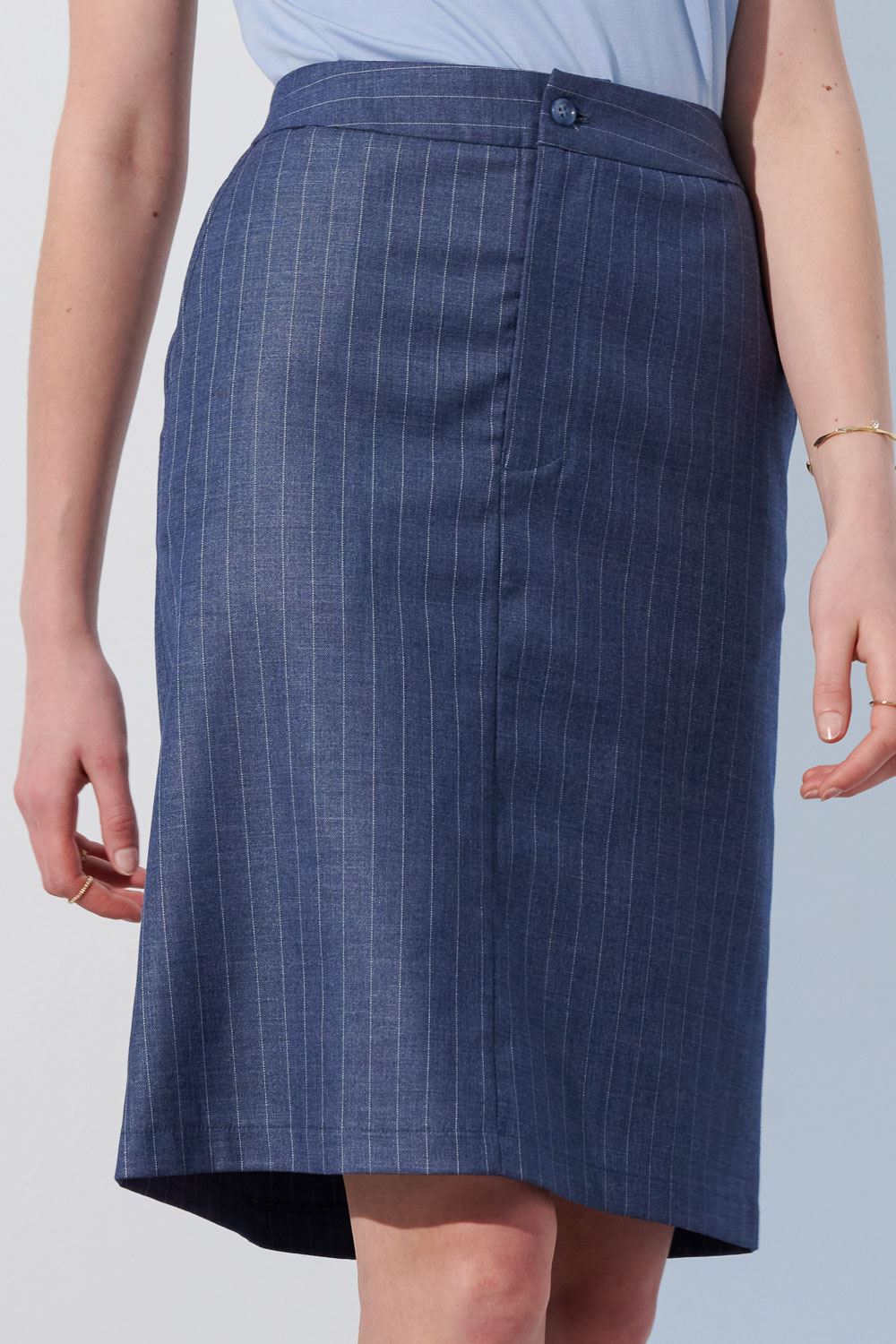SST&C Blue Striped Pattern Women'S Narrow Skirt | 7462304006  (Outlet)_6