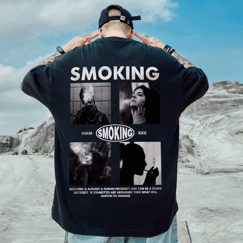 好想C菸美式復古短TEE_0