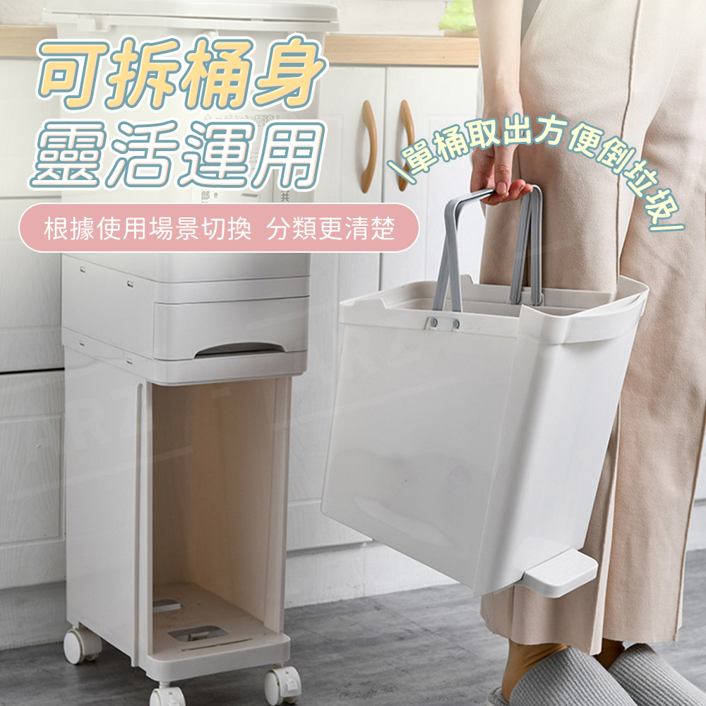 三層 分類垃圾桶 乾濕分離 【E057】 彈蓋 可移動垃圾桶 廚房垃圾桶 回收 分類垃圾桶 收納箱 抽屜垃圾桶 廚餘桶 資源回收桶 智能垃圾桶 大垃圾桶 垃圾筒 收納箱 直立式垃圾桶 清潔用品_4
