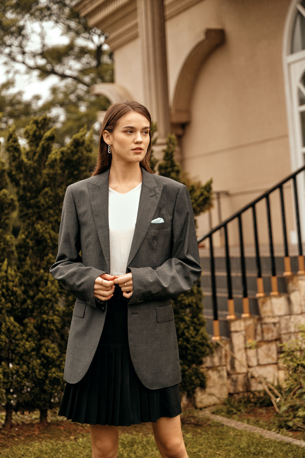 SST&C #Milan Series  Charcoal Gray Textured Slim Fit Suit Jacket | 0112304003  (Outlet)_0