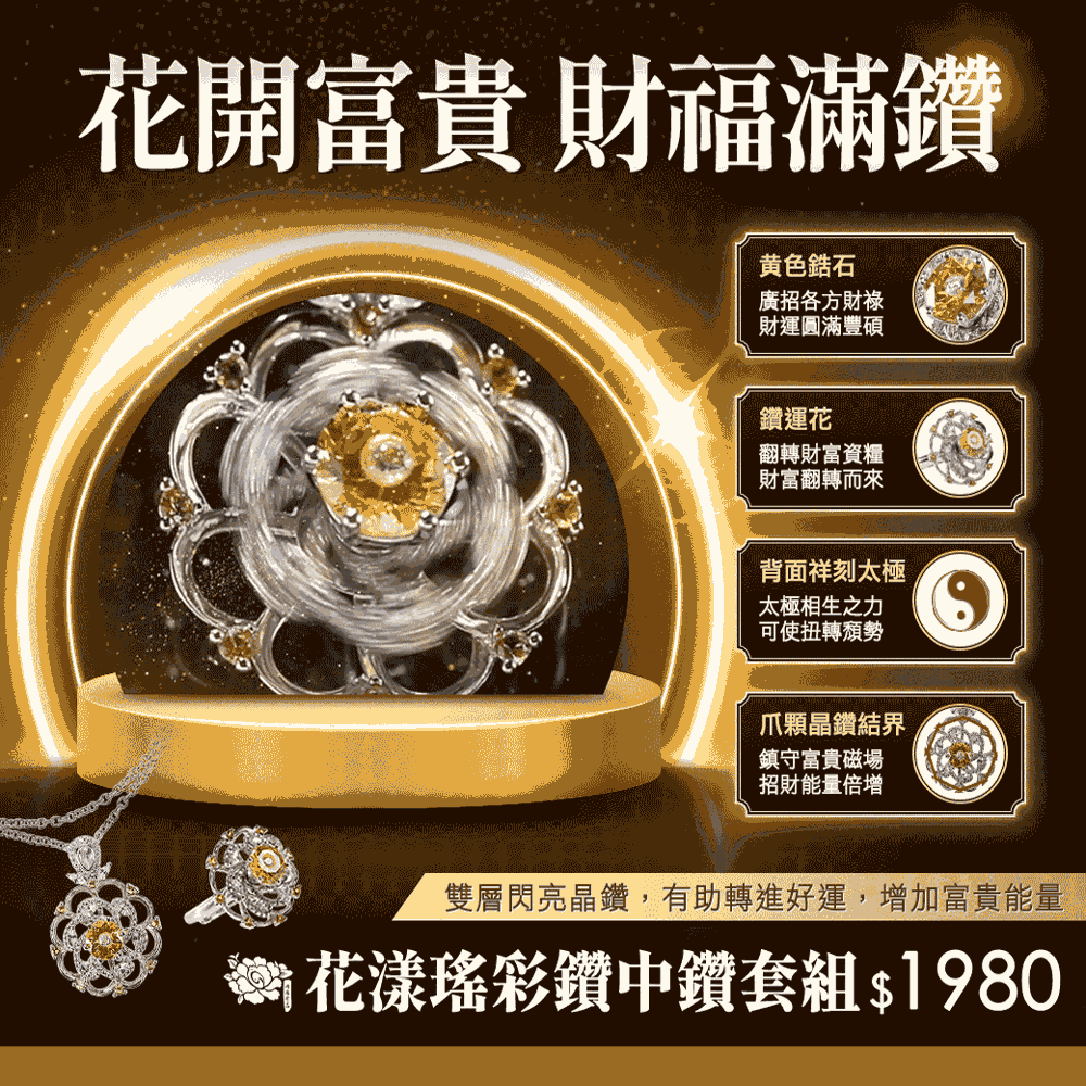 花開富貴財福滿溢-鑽中鑽套組【特別加贈旺財錢母鴻運手鍊x1】（限海外直購）Necklace Set_1