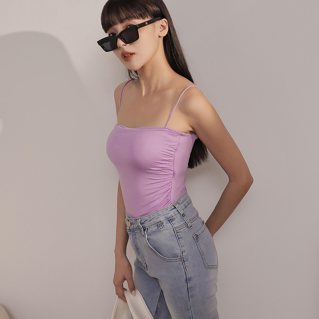 抽皺細肩BRA TOP-紫【KT223004】_0