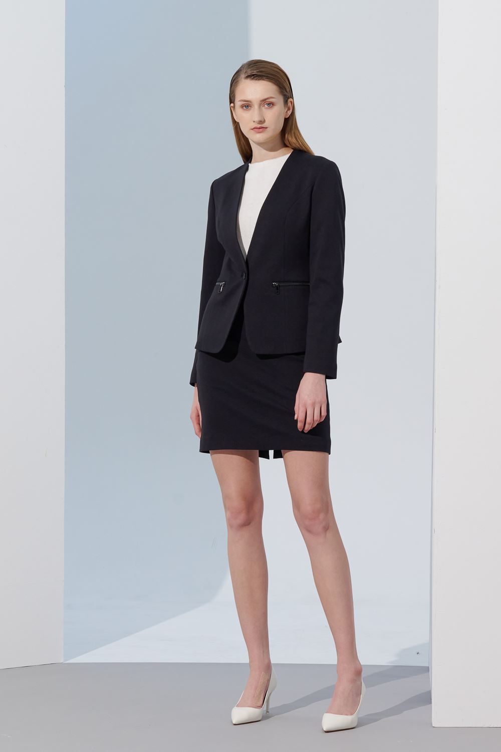 SST&C Black Collarless Suit Jacket | 7162305003  (Outlet)_3