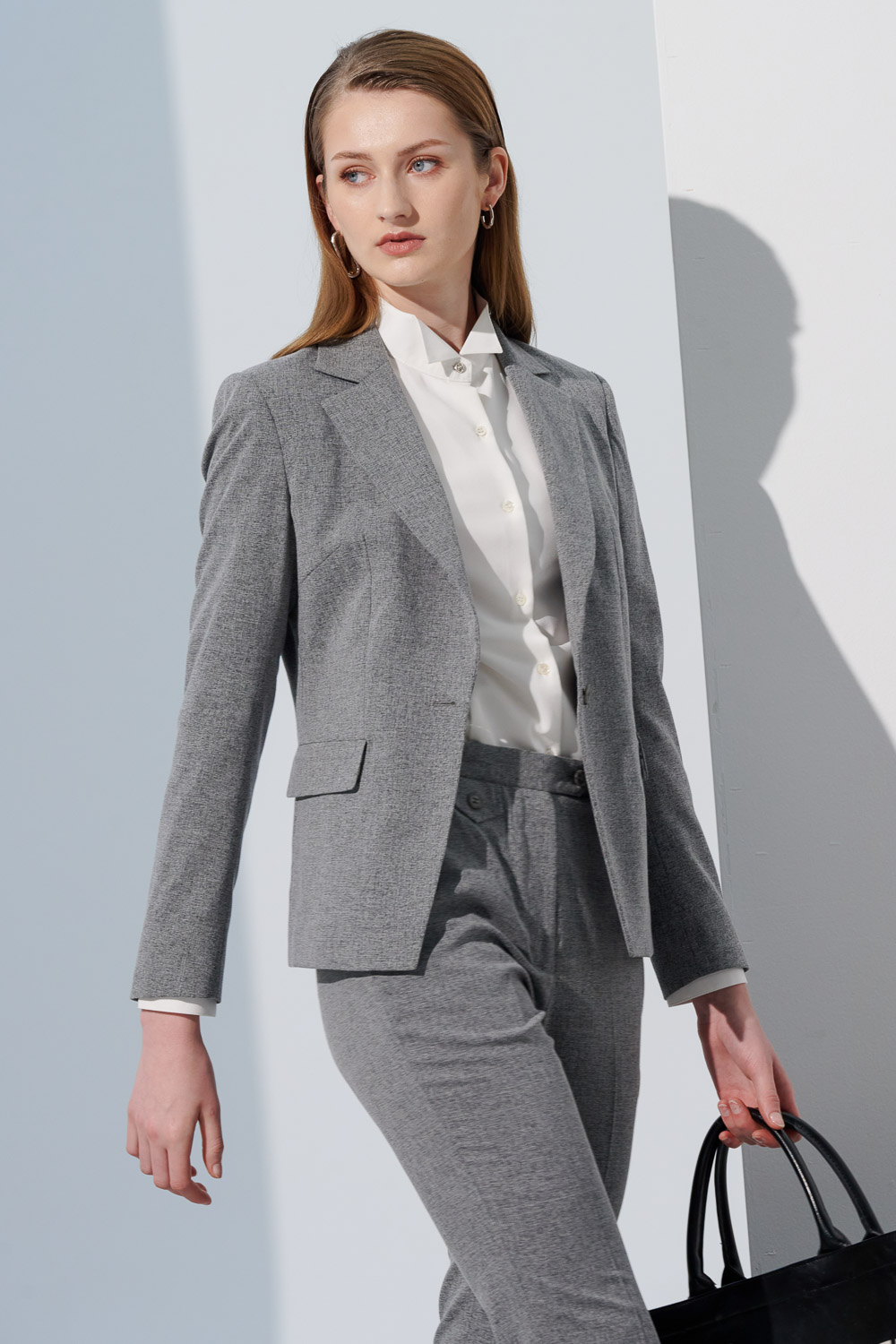 SST&C Gray Square Collar Suit Jacket | 7162305004  (Outlet)_0