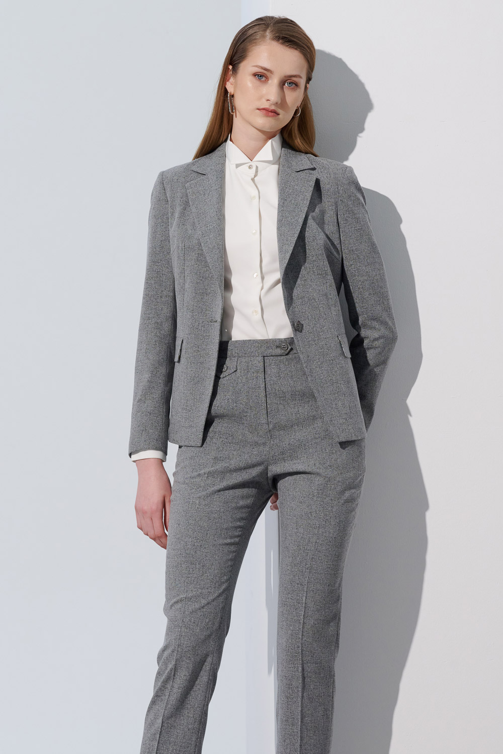 SST&C Gray Square Collar Suit Jacket | 7162305004  (Outlet)_2