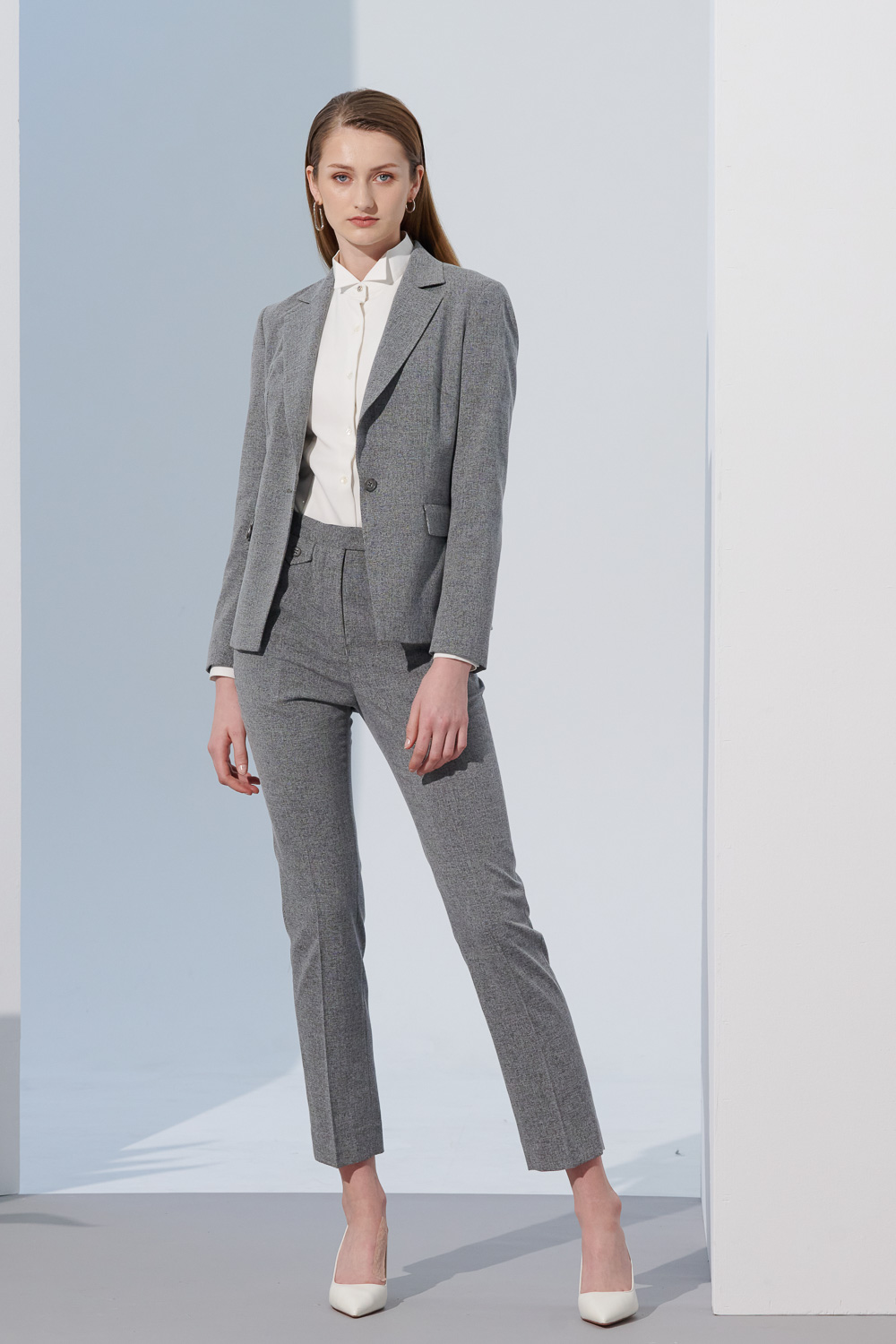 SST&C Gray Square Collar Suit Jacket | 7162305004  (Outlet)_3