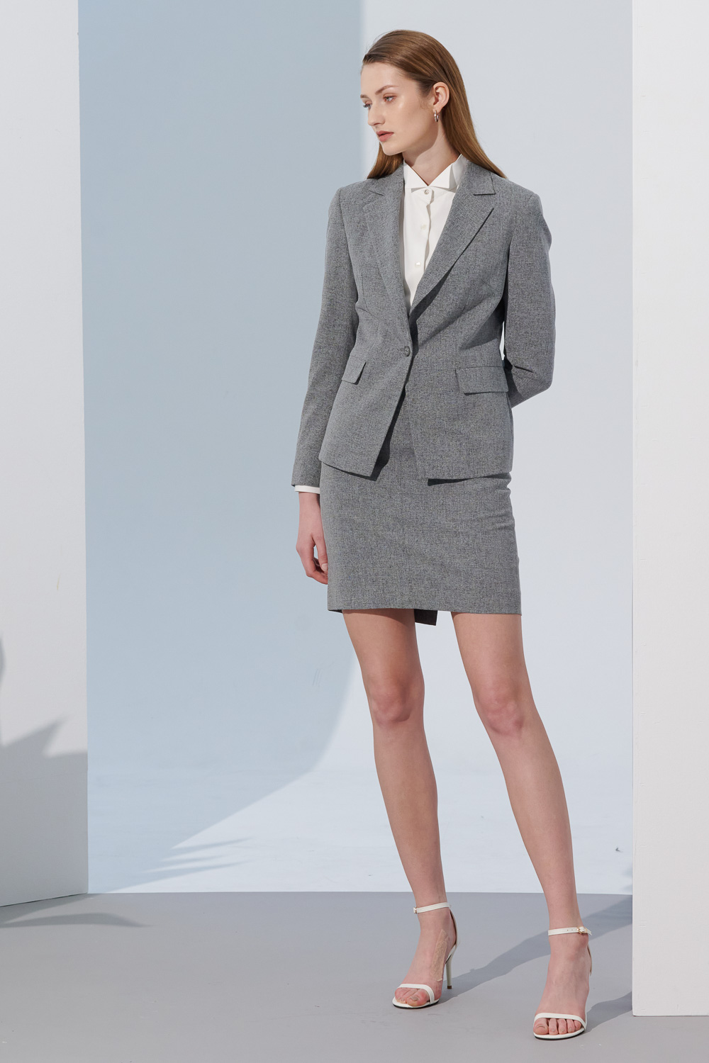 SST&C Gray Square Collar Suit Jacket | 7162305004  (Outlet)_4