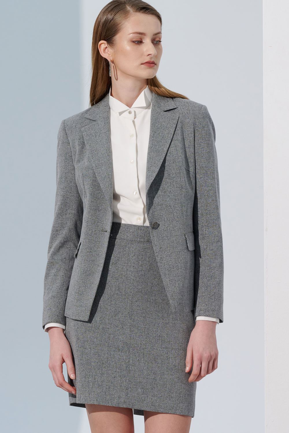 SST&C Gray Square Collar Suit Jacket | 7162305004  (Outlet)_5