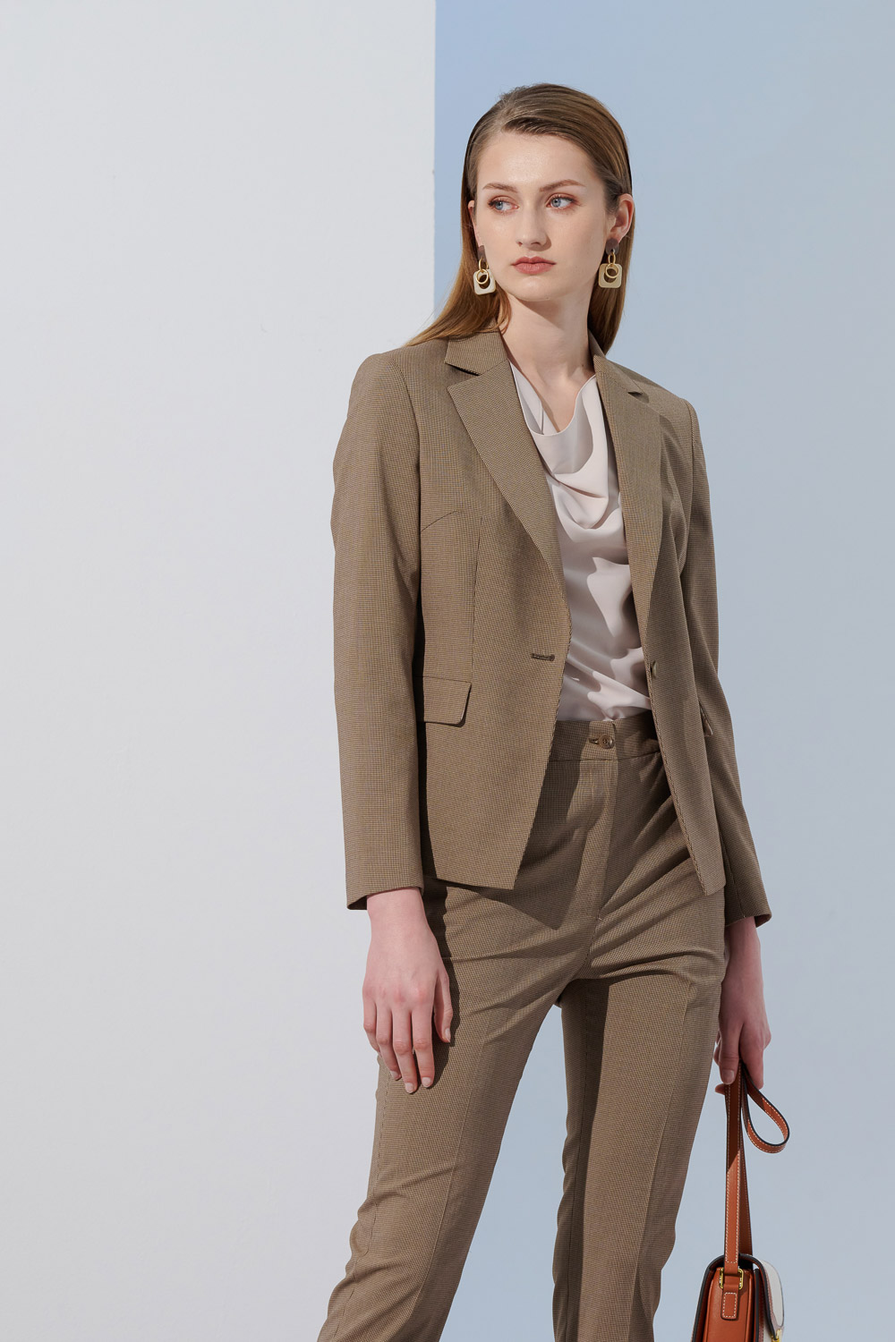 SST&C Khaki Square Collar Suit Jacket | 7162305005  (Outlet)_3