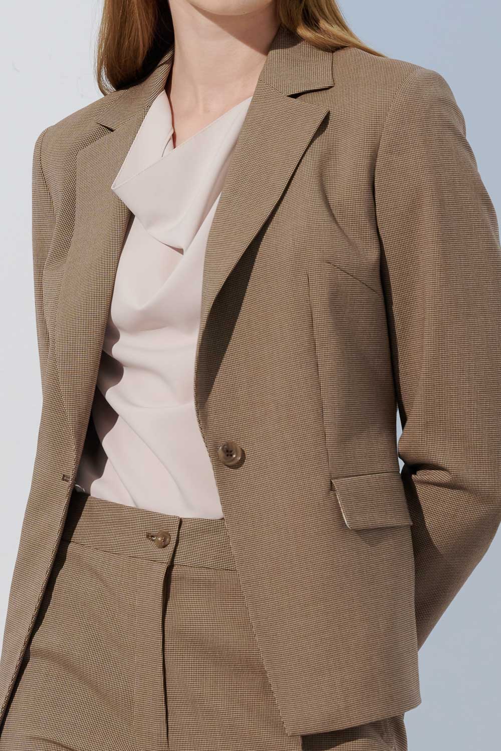 SST&C Khaki Square Collar Suit Jacket | 7162305005  (Outlet)_5