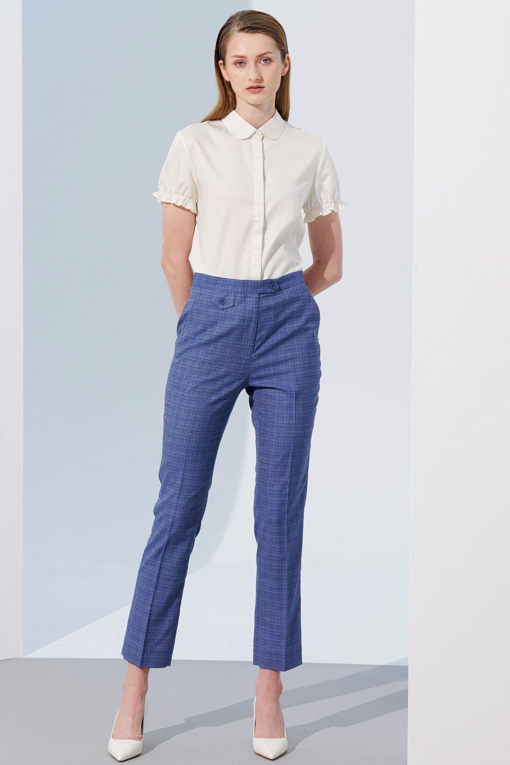 SST&C Azure Check Pattern Slim Fit Suit Trousers | 7262305001  (Outlet)_0