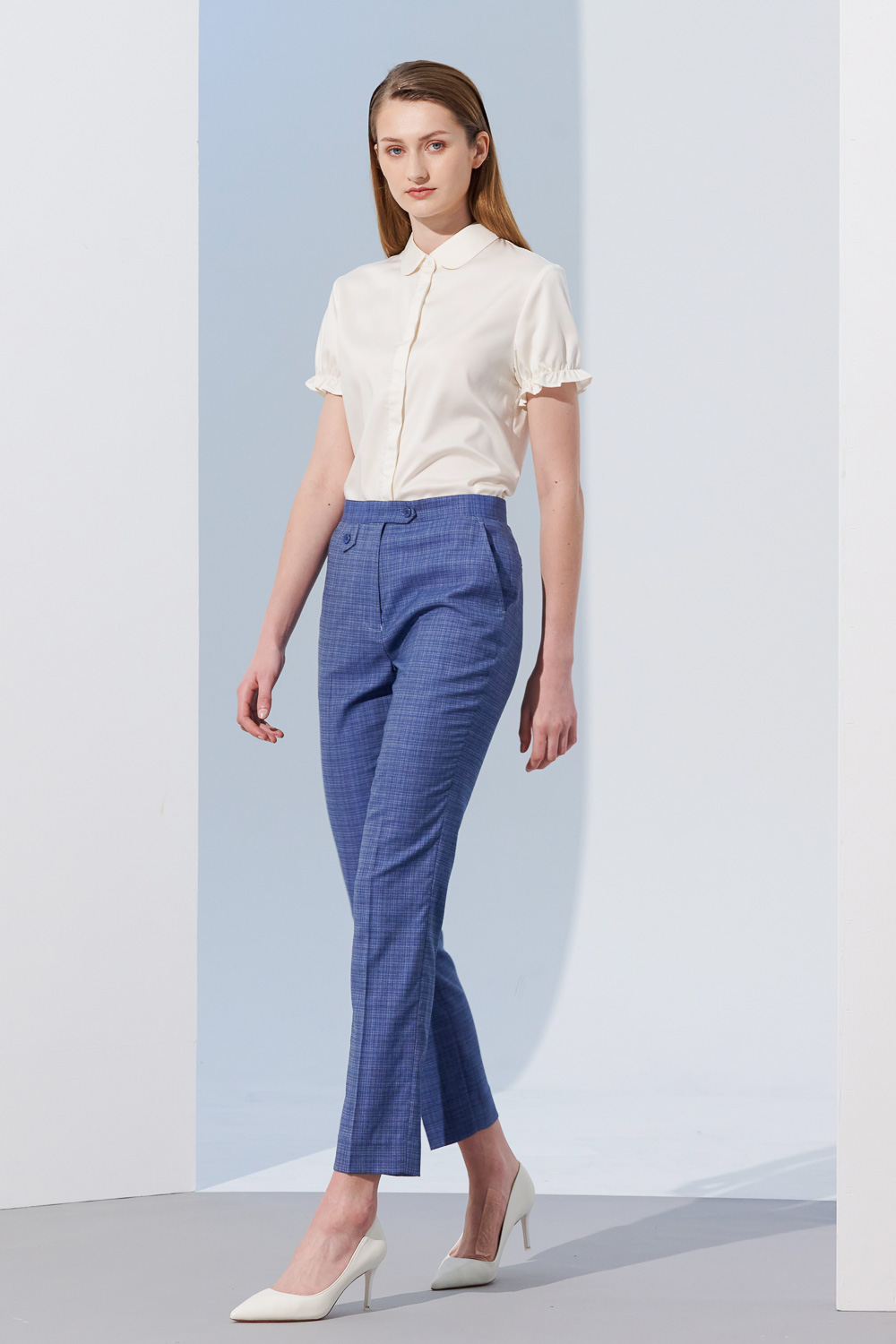 SST&C Azure Check Pattern Slim Fit Suit Trousers | 7262305001  (Outlet)_2