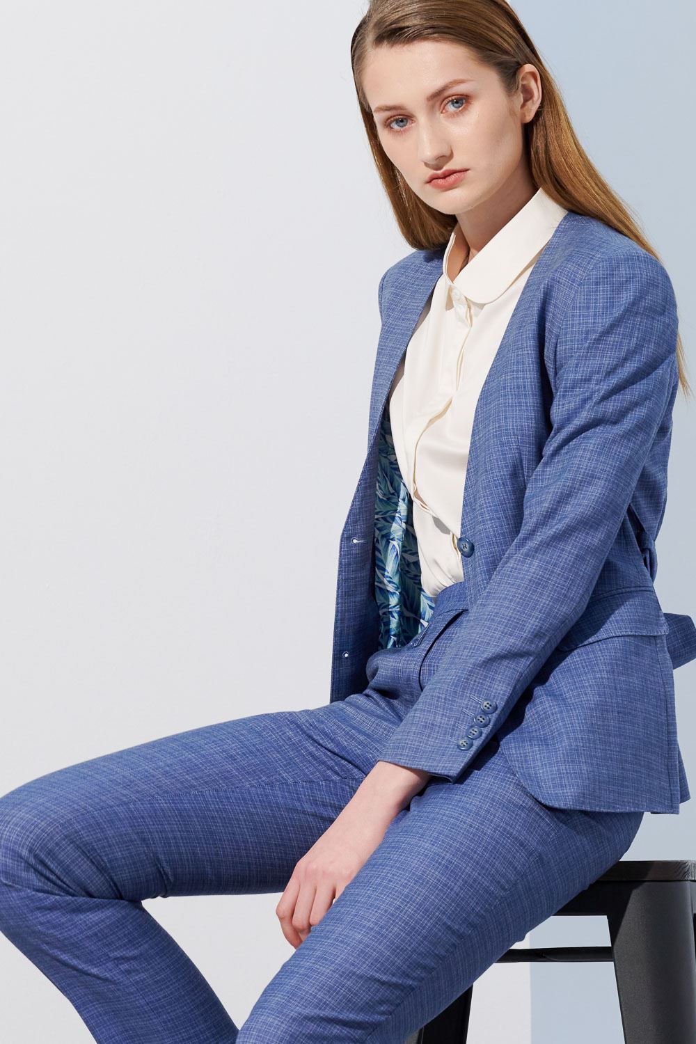 SST&C Azure Check Pattern Slim Fit Suit Trousers | 7262305001  (Outlet)_4