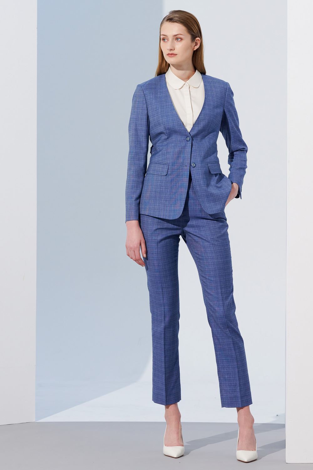 SST&C Azure Check Pattern Slim Fit Suit Trousers | 7262305001  (Outlet)_5