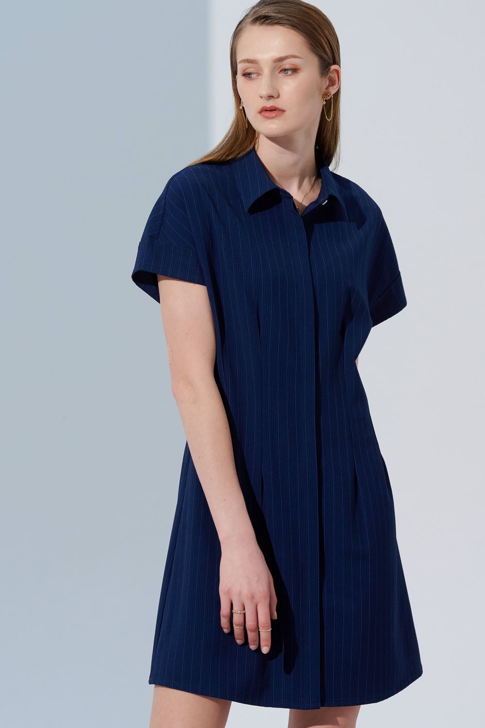 SST&C Blue Striped Pattern Shirt Dress | 8562305002  (Outlet)_1