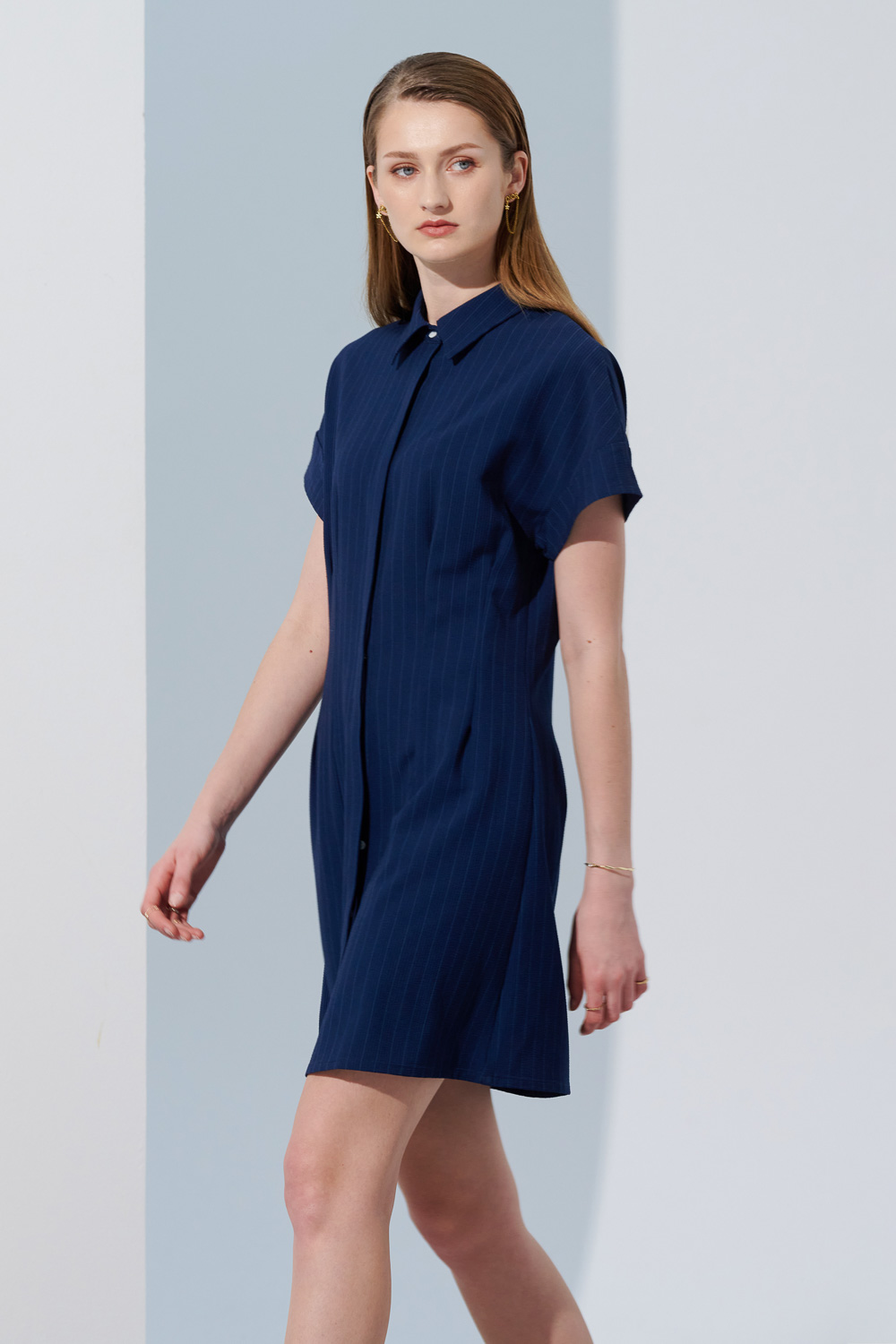 SST&C Blue Striped Pattern Shirt Dress | 8562305002  (Outlet)_2