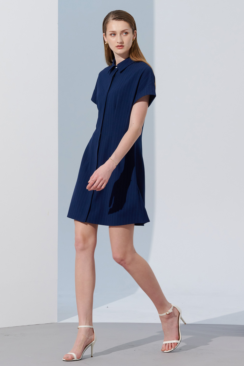 SST&C Blue Striped Pattern Shirt Dress | 8562305002  (Outlet)_3