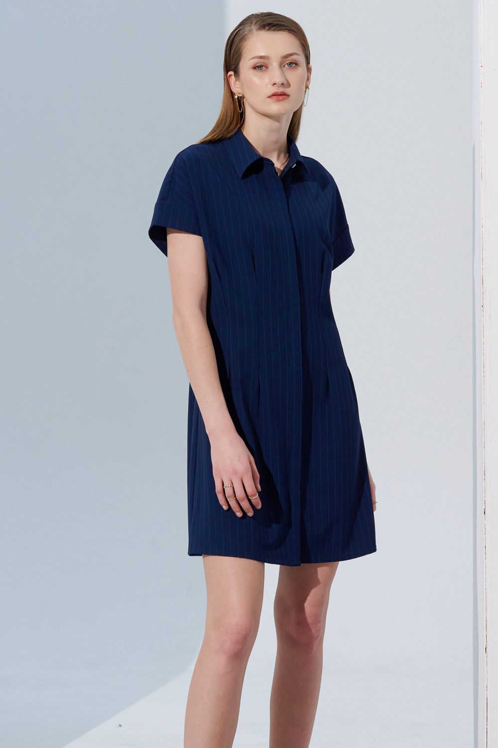 SST&C Blue Striped Pattern Shirt Dress | 8562305002  (Outlet)_4