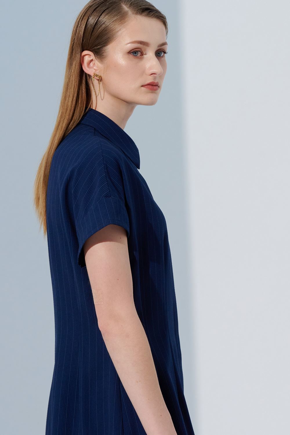 SST&C Blue Striped Pattern Shirt Dress | 8562305002  (Outlet)_5