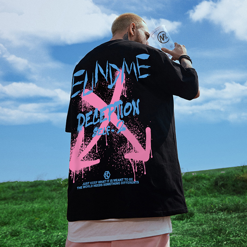 EUNDME美式潮牌噴漆透氣薄款落肩短TEE│Uniqlo同布料 AIRism科技材質_0