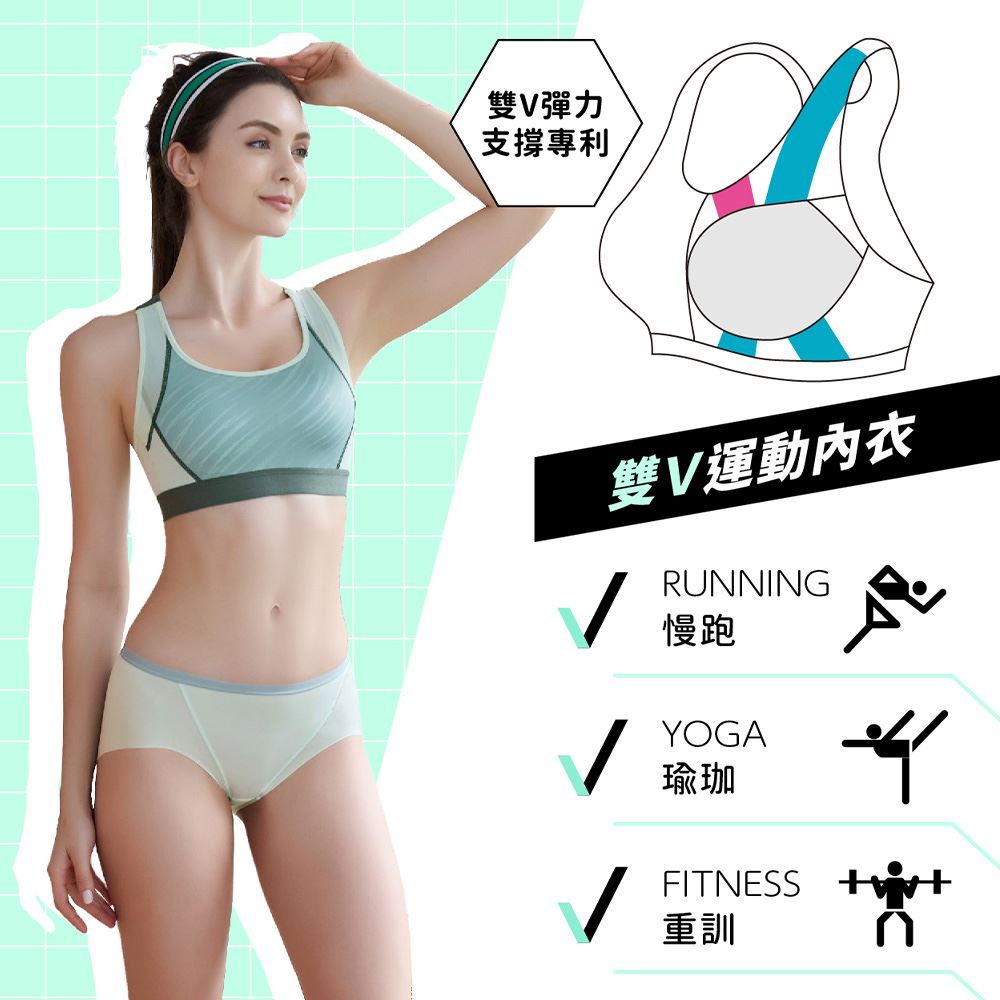 華歌爾-專業運動系列 B:M-4L/ F:M-4L雙V運動內衣(夏夜灰) NBB182FW_5