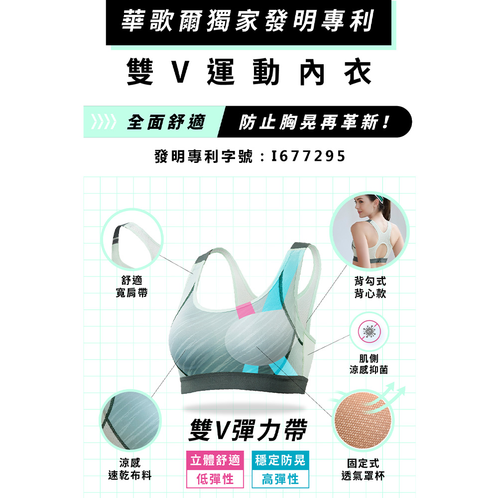 華歌爾-專業運動系列 B:M-4L/ F:M-4L雙V運動內衣(夏夜灰) NBB182FW_6