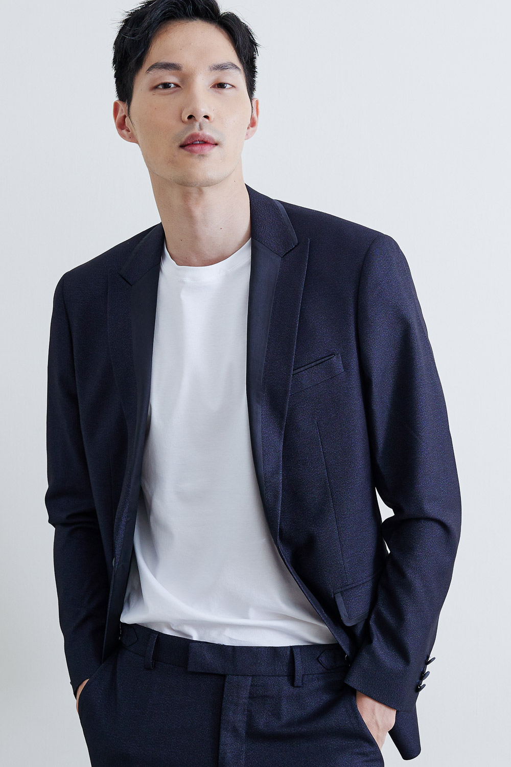 SST&C #Online Exclusive  Navy Metallic Slim Fit Evening Jacket | 0112003008  (Outlet)_0