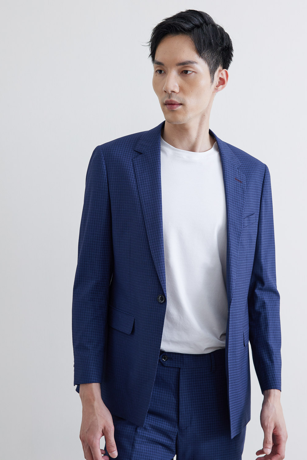 SST&C #Online Exclusive  Navy Blue Check Pattern Slim Fit Suit Jacket | 0112003009  (Outlet)_0