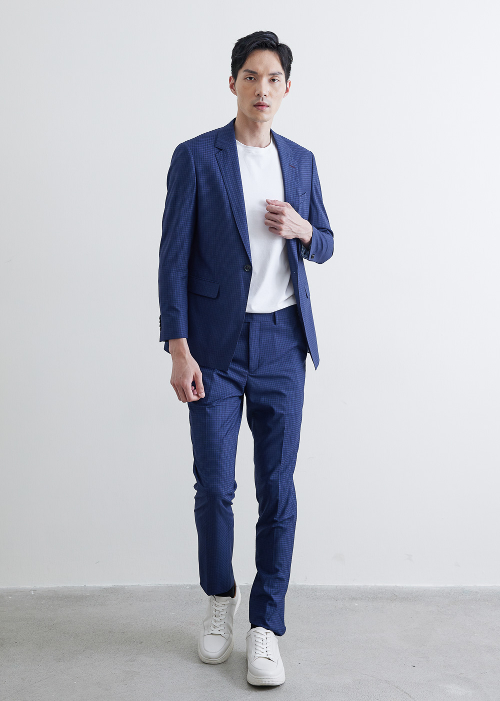 SST&C #Online Exclusive  Navy Blue Check Pattern Slim Fit Suit Jacket | 0112003009  (Outlet)_1