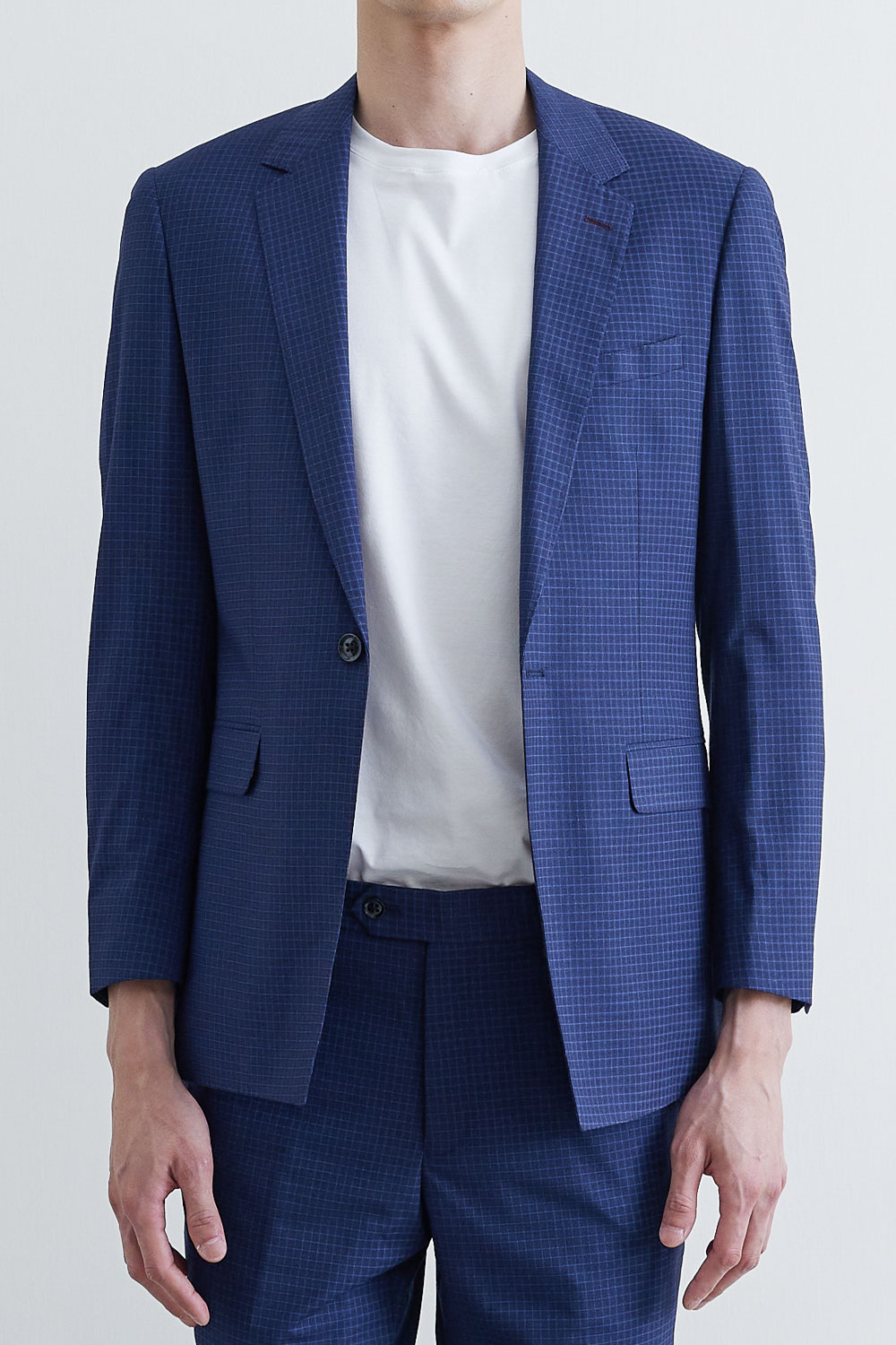 SST&C #Online Exclusive  Navy Blue Check Pattern Slim Fit Suit Jacket | 0112003009  (Outlet)_2