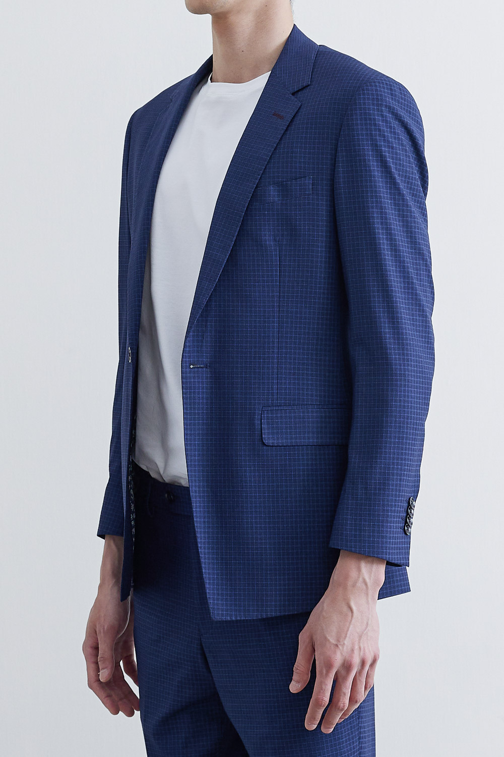 SST&C #Online Exclusive  Navy Blue Check Pattern Slim Fit Suit Jacket | 0112003009  (Outlet)_3